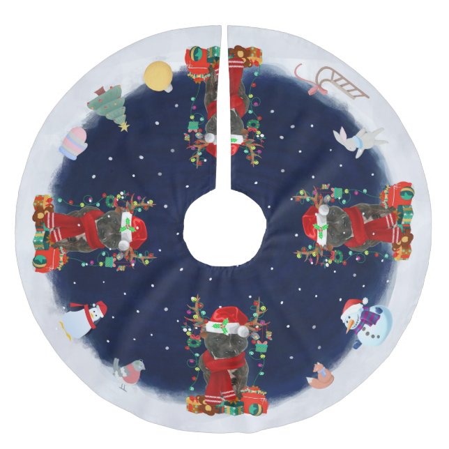 Jupon De Sapin En Polyester Brossé Staffordshire Bull Terrier Chien Laissez neiger (Devant)