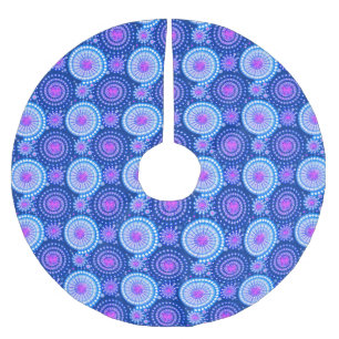Jupon De Sapin En Polyester Brossé Starbursts and pinwheels, Blue cobalt & white