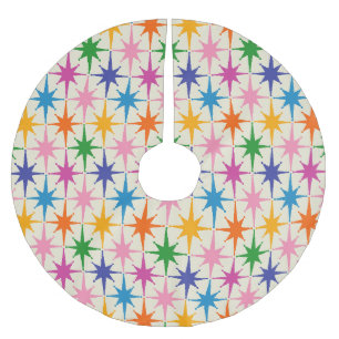 Jupon De Sapin En Polyester Brossé Starbursts Retro Coloré Mi-Siècle Moderne