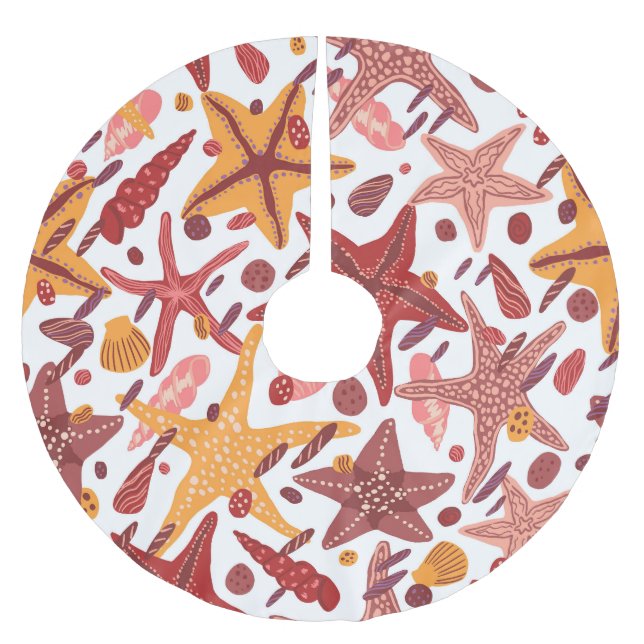 Jupon De Sapin En Polyester Brossé Starfish Shells : Motif scandinave (Devant)