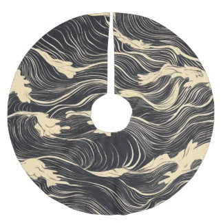 Jupon De Sapin En Polyester Brossé Style côtier Motif vague