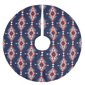 Jupon De Sapin En Polyester Brossé Style ethnique, motif sans couture géométrique.