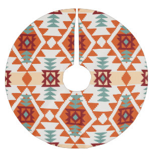 Jupon De Sapin En Polyester Brossé Style natif américain géométrique sans couture