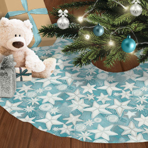 Jupon De Sapin En Polyester Brossé Stylisé Starfish & Sand Dollars Motif#25 ID1009