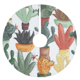 Jupon De Sapin En Polyester Brossé Succulents, cactus : mignon motif floral.