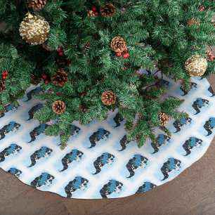 Jupon De Sapin En Polyester Brossé Sucre d'hiver Crâne Bleu Flammes de neige