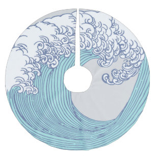 Jupon De Sapin En Polyester Brossé Surf asiatique japonais Vague Art Ocean Art