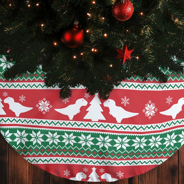 Jupon De Sapin En Polyester Brossé Sweat Nordic Fair Isle T-Rex Dinosaures (Créateur téléchargé)