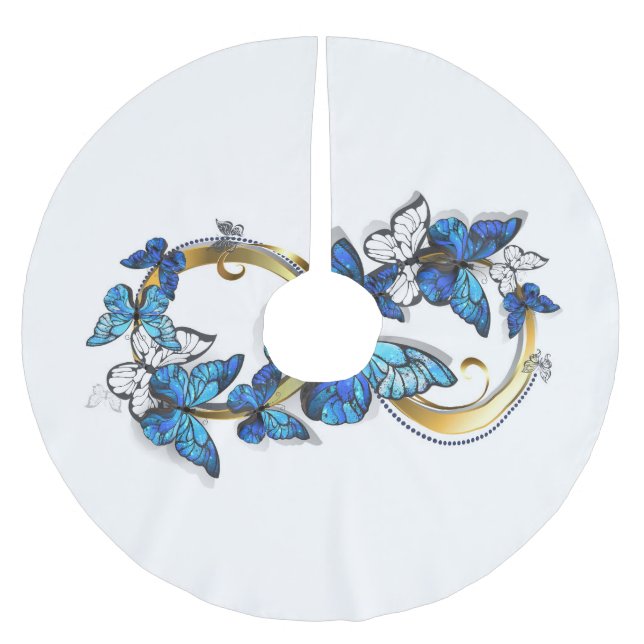 Jupon De Sapin En Polyester Brossé Symbol Infinity of Blue Morpho Butterflies (Devant)