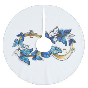 Jupon De Sapin En Polyester Brossé Symbole infini de papillons Morpho bleus