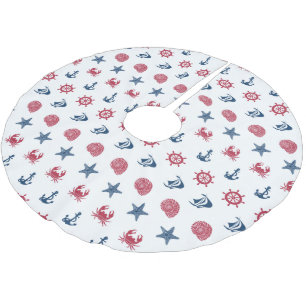 Jupon De Sapin En Polyester Brossé Symbole Rouge Blanc Et Bleu De La Mer Motif