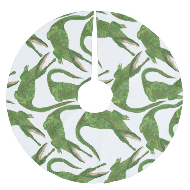 Jupon De Sapin En Polyester Brossé Tableau d'aquarelle blanc crocodile (Devant)
