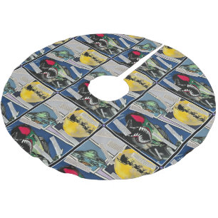 Jupon De Sapin En Polyester Brossé Tableau des "Rencontres de Noël" sur un