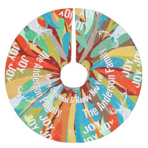 Jupon De Sapin En Polyester Brossé Tableau noir Croisé Flèche Cerf Noël