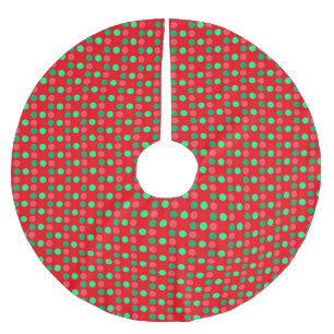Jupon De Sapin En Polyester Brossé Taches vertes et rouges sur rouge