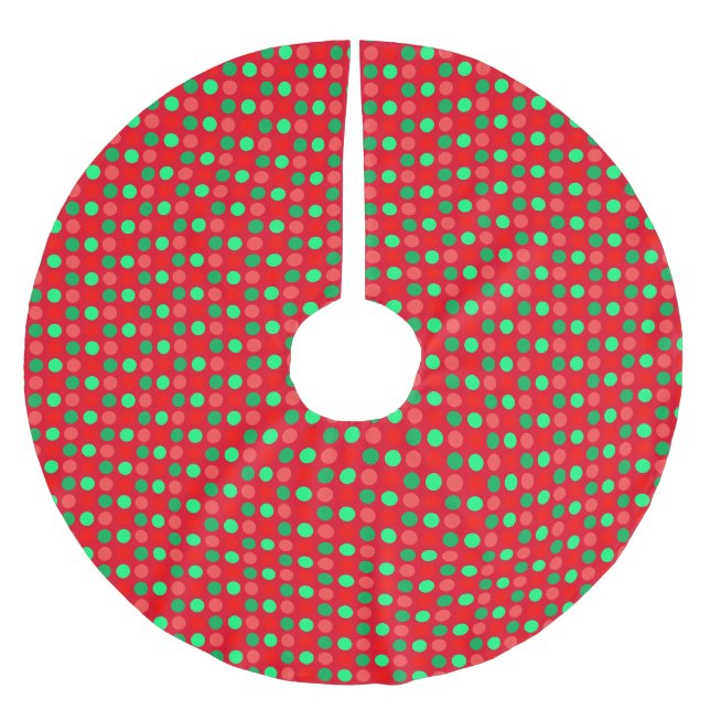 Jupon De Sapin En Polyester Brossé Taches vertes et rouges sur rouge (Devant)