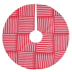 Jupon De Sapin En Polyester Brossé Tambour crosshatch rouge