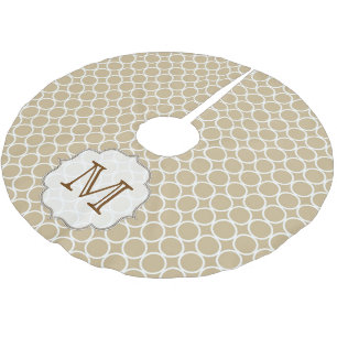 Jupon De Sapin En Polyester Brossé Tan Circle Polka Point Monogramme Arbre Initiale J