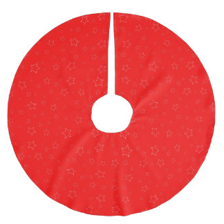 Jupon De Sapin En Polyester Brossé Tapis d'arbre aux étoiles rouges