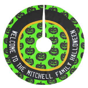 Jupon De Sapin En Polyester Brossé Tapis d'arbre de Halloween citrouilles personnalis
