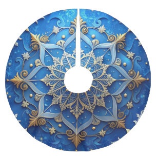 Jupon De Sapin En Polyester Brossé Tapis de arbre décoratif bleu