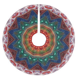 Jupon De Sapin En Polyester Brossé Tapis de arbre décoratif bleu rouge