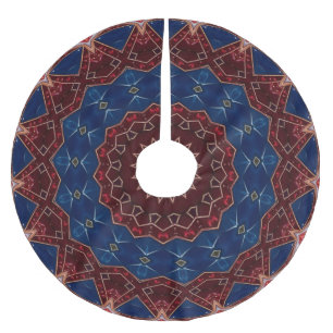 Jupon De Sapin En Polyester Brossé Tapis de arbre décoratif bleu rouge