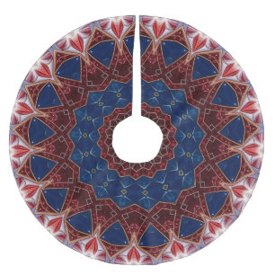 Jupon De Sapin En Polyester Brossé Tapis de arbre décoratif bleu rouge