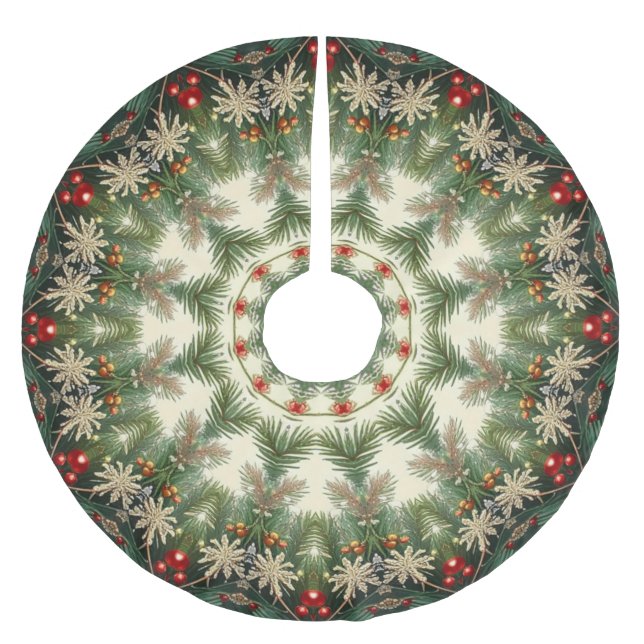 Jupon De Sapin En Polyester Brossé Tapis de arbre décoratif vert (Devant)