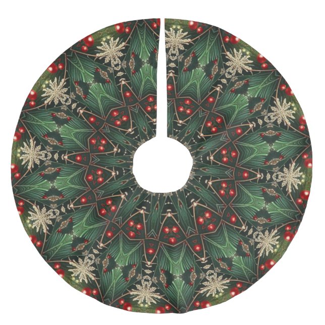 Jupon De Sapin En Polyester Brossé Tapis de arbre décoratif vert (Devant)