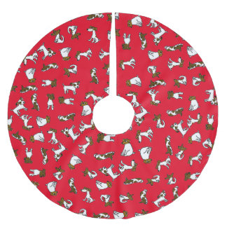 Jupon De Sapin En Polyester Brossé Tapis de base de sapin de dessin animé Jack Russel