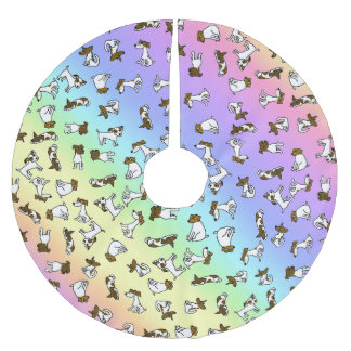 Jupon De Sapin En Polyester Brossé Tapis de base de sapin de dessin animé Jack Russel