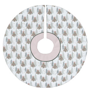 Jupon De Sapin En Polyester Brossé Tapis de Noël à coups de pinceau rose et vert