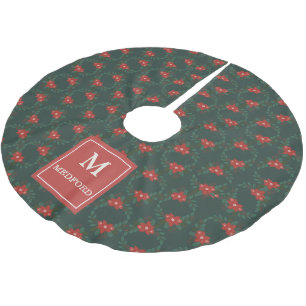 Jupon De Sapin En Polyester Brossé Tapis de Noël à monogramme floral classique et cos