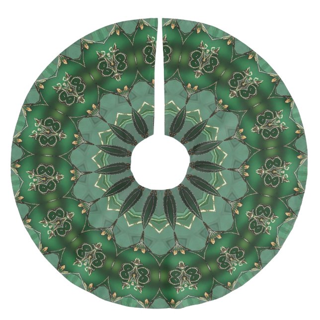 Jupon De Sapin En Polyester Brossé Tapis de Noël décoratif vert (Devant)