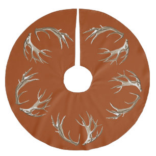 Jupon De Sapin En Polyester Brossé Tapis de Noël en bois de cerf rouille orange