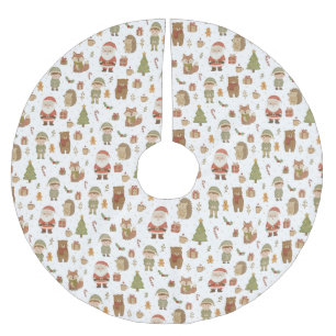 Jupon De Sapin En Polyester Brossé Tapis de Noël en bois dessiné à la main avec des a