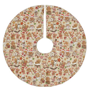 Jupon De Sapin En Polyester Brossé Tapis de Noël Gingerbread Joy