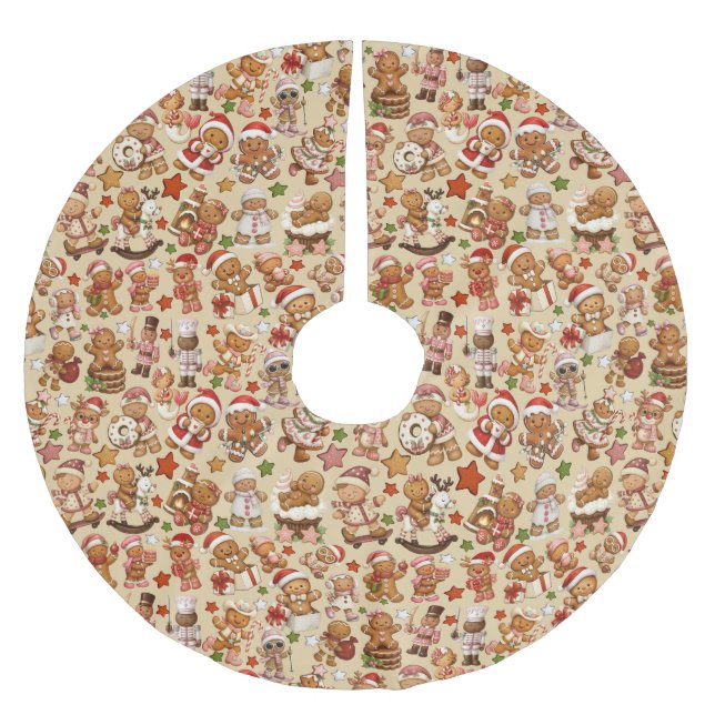 Jupon De Sapin En Polyester Brossé Tapis de Noël Gingerbread Joy (Devant)