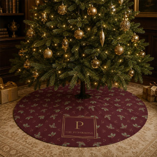Jupon De Sapin En Polyester Brossé Tapis de Noël personnalisé avec monogramme pour sa