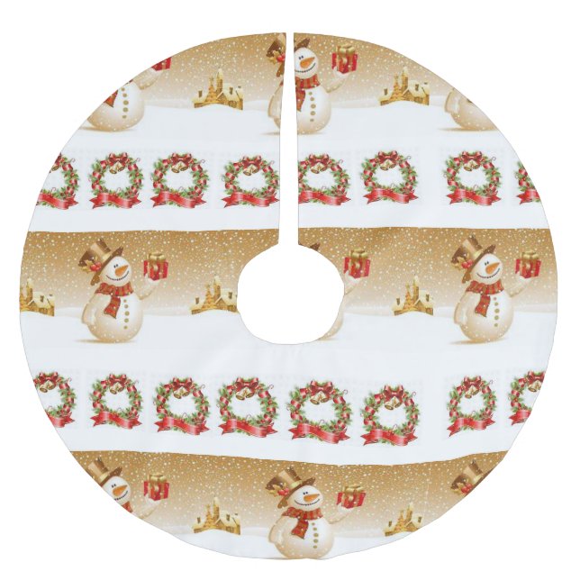 Jupon De Sapin En Polyester Brossé Tapis de Noël pour sapin (Devant)