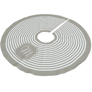 Jupon De Sapin En Polyester Brossé Tapis de Noël rayé aluminium argenté et blanc Mono