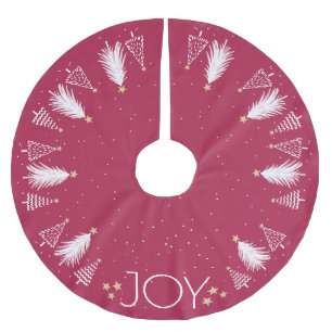 Jupon De Sapin En Polyester Brossé Tapis de Noël rouge étoiles dorées
