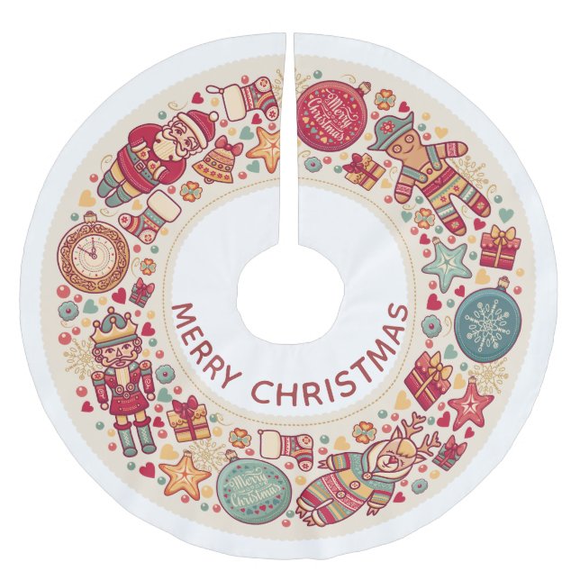 Jupon De Sapin En Polyester Brossé Tapis de Noël scandinave pour arbre (Devant)