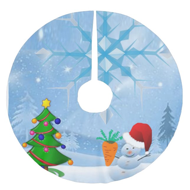 Jupon De Sapin En Polyester Brossé Tapis de pied de sapin de Noël (Devant)