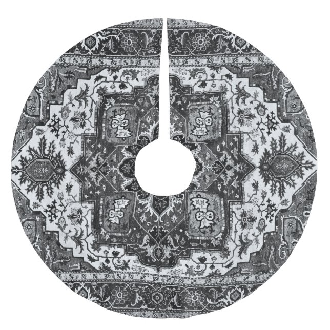 Jupon De Sapin En Polyester Brossé TAPIS PERSAN CLASSIQUE - Noir et Blanc (Devant)