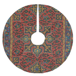 Jupon De Sapin En Polyester Brossé Tapis Persan Rouge Bleu Classique