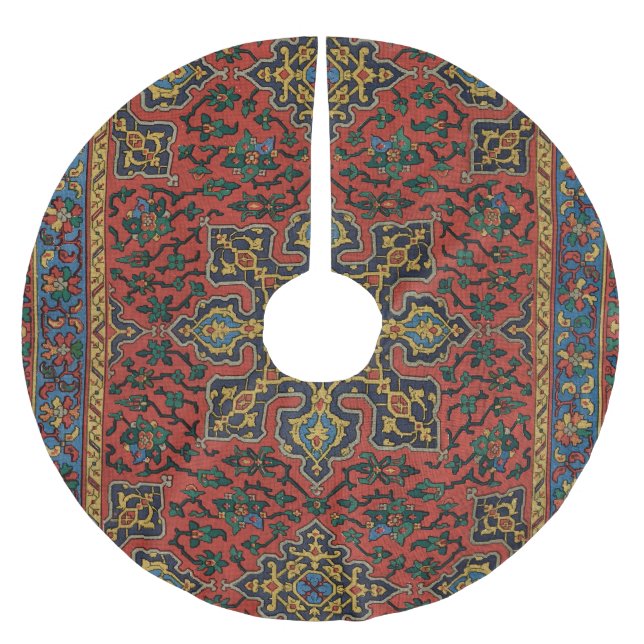 Jupon De Sapin En Polyester Brossé Tapis persan rouge bleu classique (Devant)