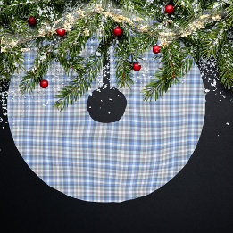 Jupon De Sapin En Polyester Brossé Tartan à carreaux bleu taupe moderne