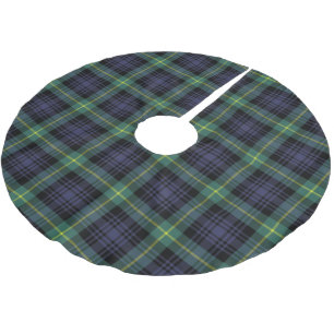 Jupon De Sapin En Polyester Brossé Tartan de Noël Familial à Carreaux Classique
